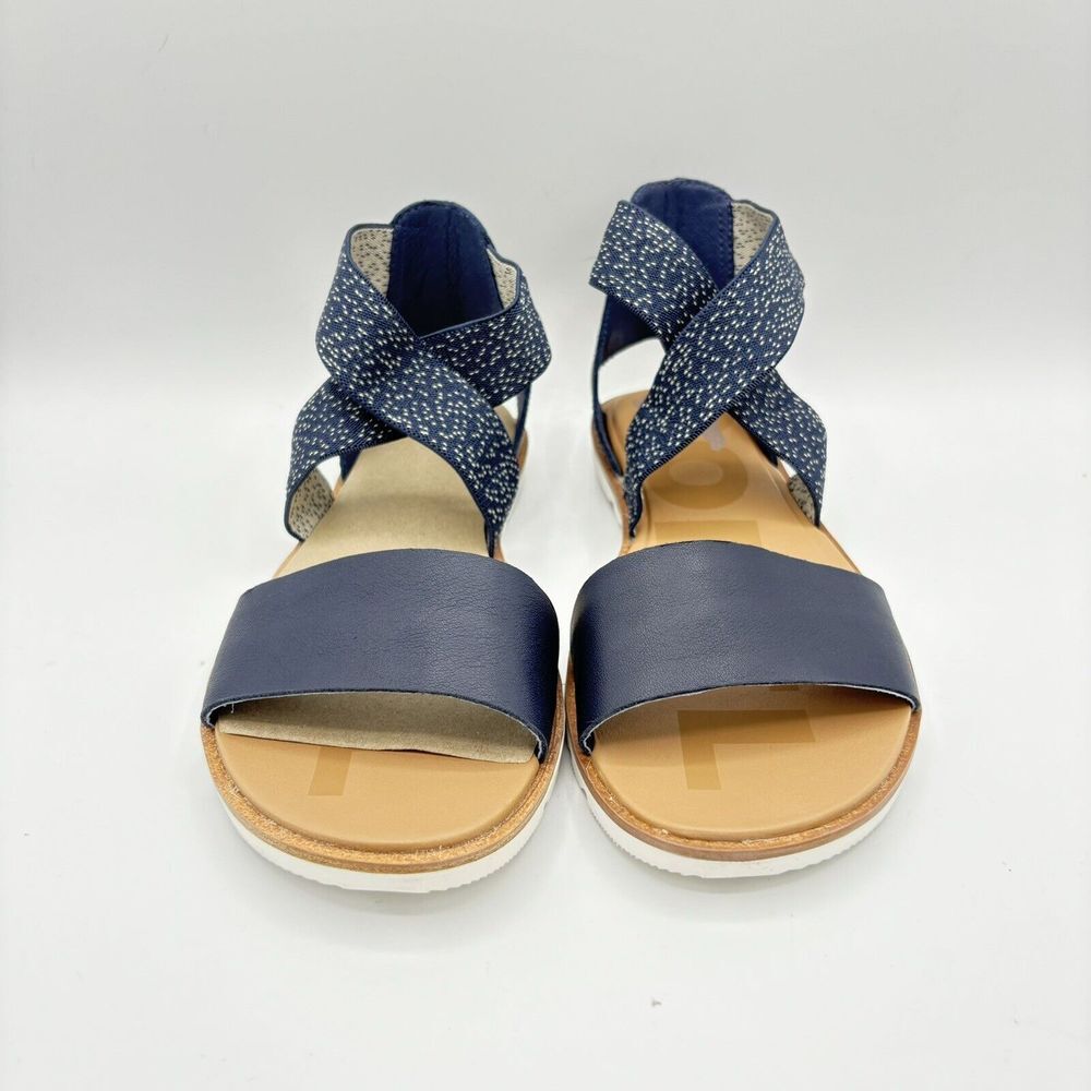 SOREL Sandals Women Size 6 ELLA II IN Navy Nocturnal Sea Salt - Picture 2 of 6